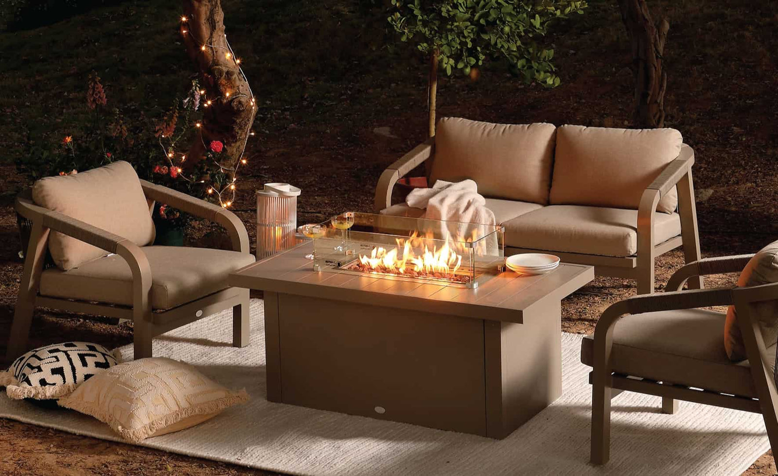 Garden Sofa Sets with Firepit Table