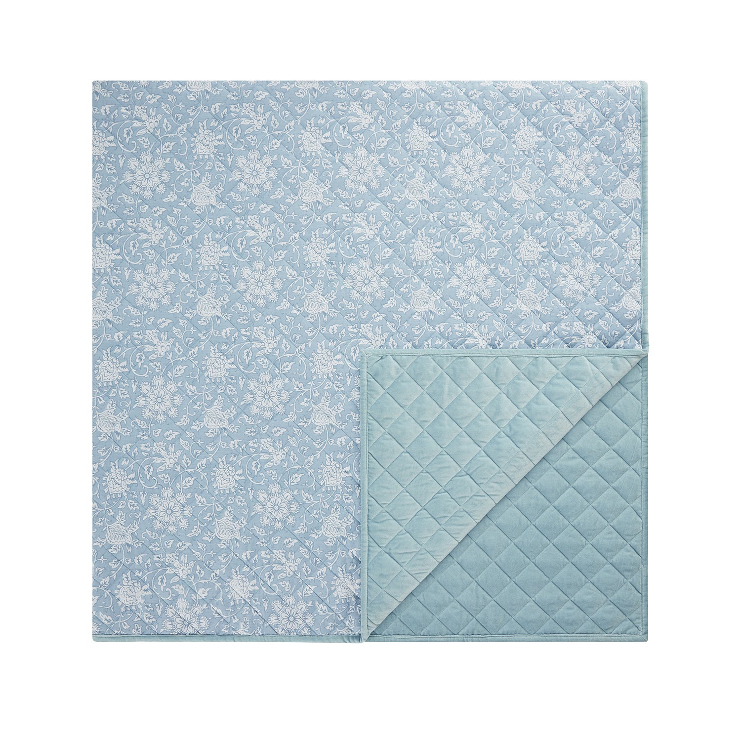 Jaipur Serenity Sky Blue Quilted Reversible Cotton Bedspread