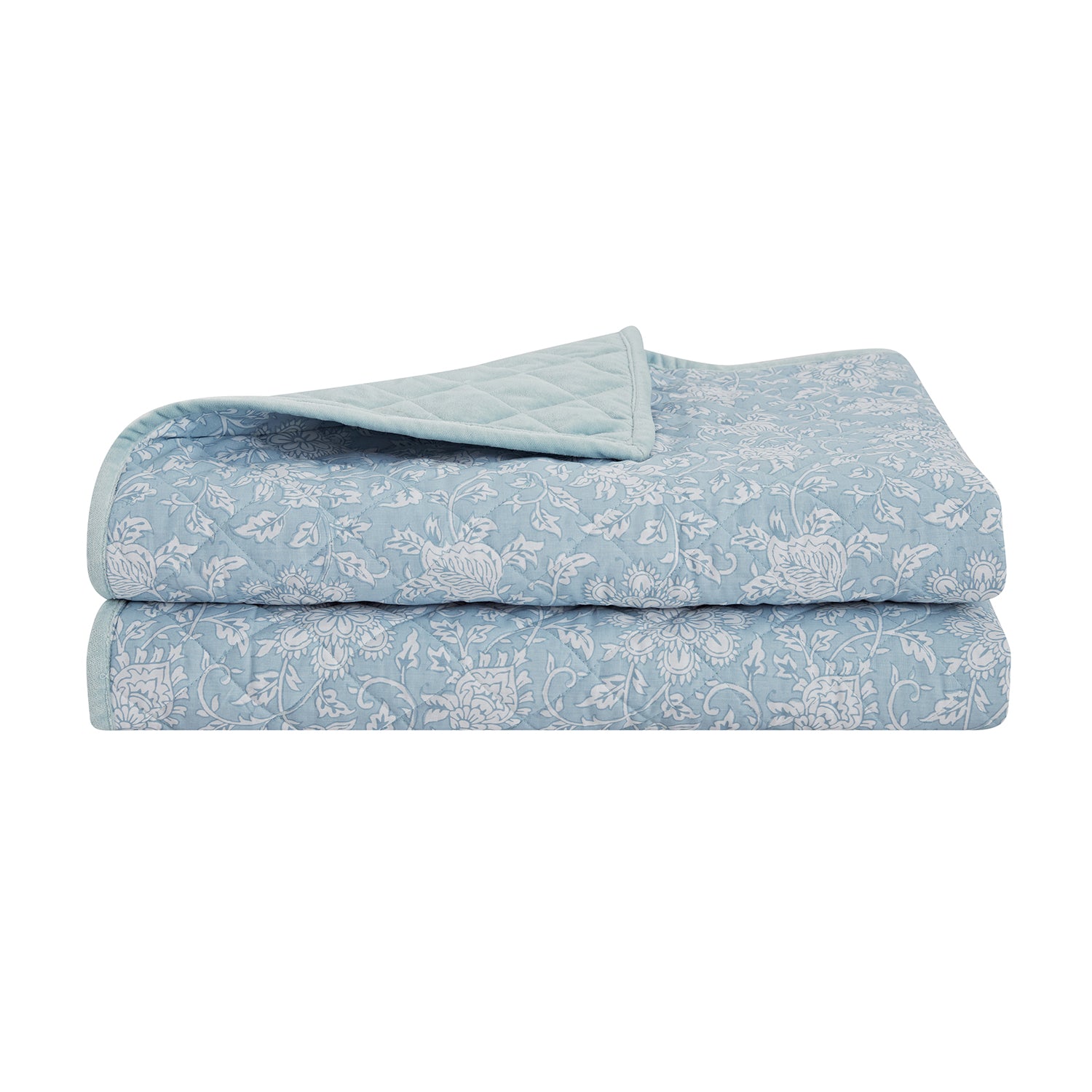 Jaipur Serenity Sky Blue Quilted Reversible Cotton Bedspread