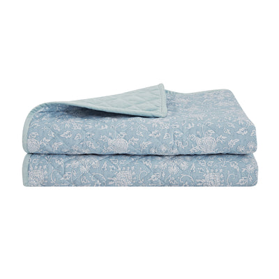 Jaipur Serenity Sky Blue Quilted Reversible Cotton Bedspread