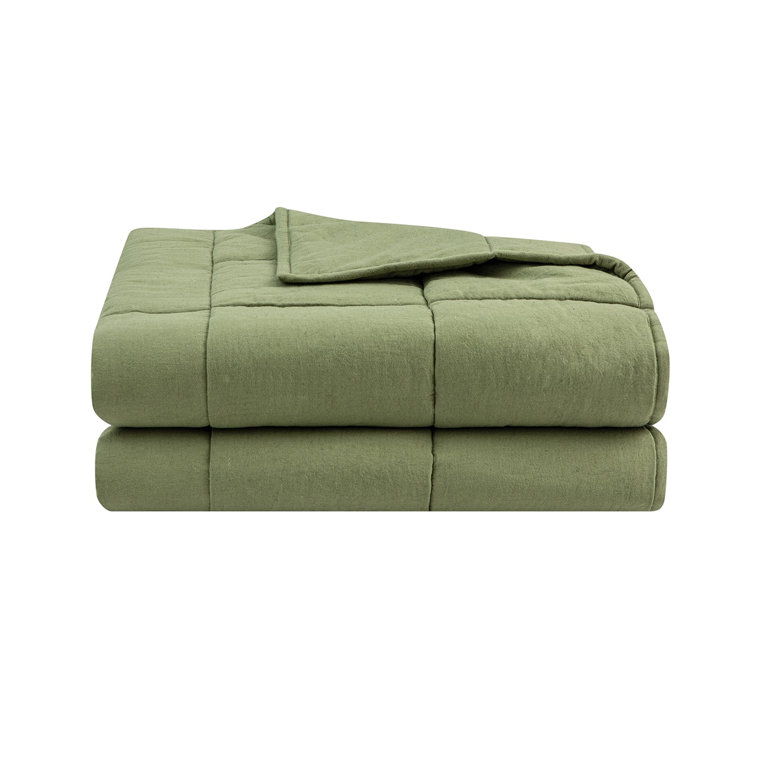 Darcy Olive Green Quilted Linen Blend Bedspread