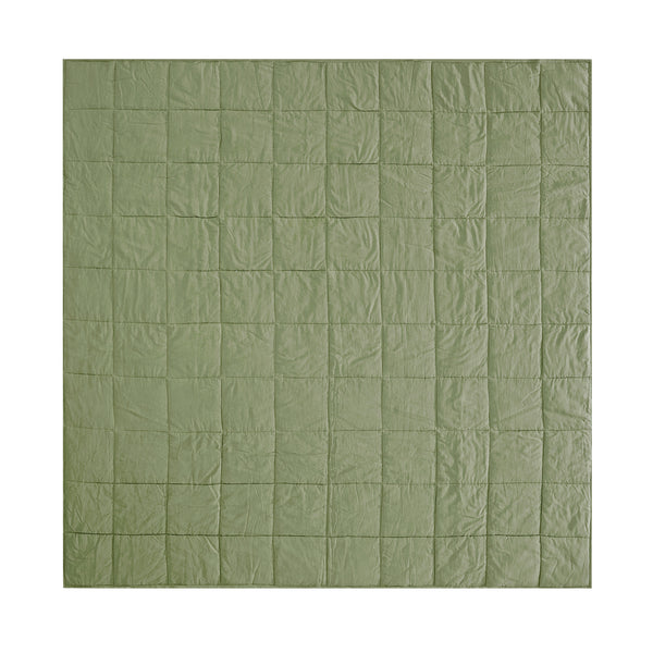 Darcy Olive Green Quilted Linen Blend Bedspread