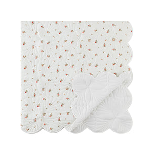 Darcy Rose Ivory White Scallop Quilted Linen Blend Bedspread