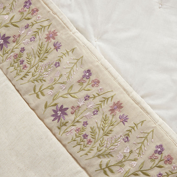 Evelyn Wildflower Embroidered Quilted Linen Blend Bedspread