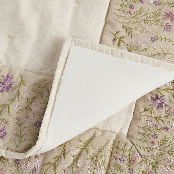 Evelyn Wildflower Embroidered Quilted Linen Blend Bedspread