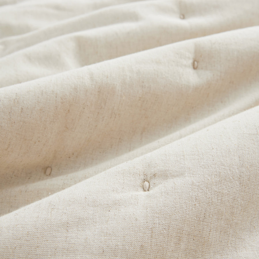 Jasmina Cream Floral Embroidered Quilted Linen Blend Bedspread - daals