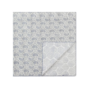 Juliette French Blue Paisley Reversible Quilted Cotton Bedspread