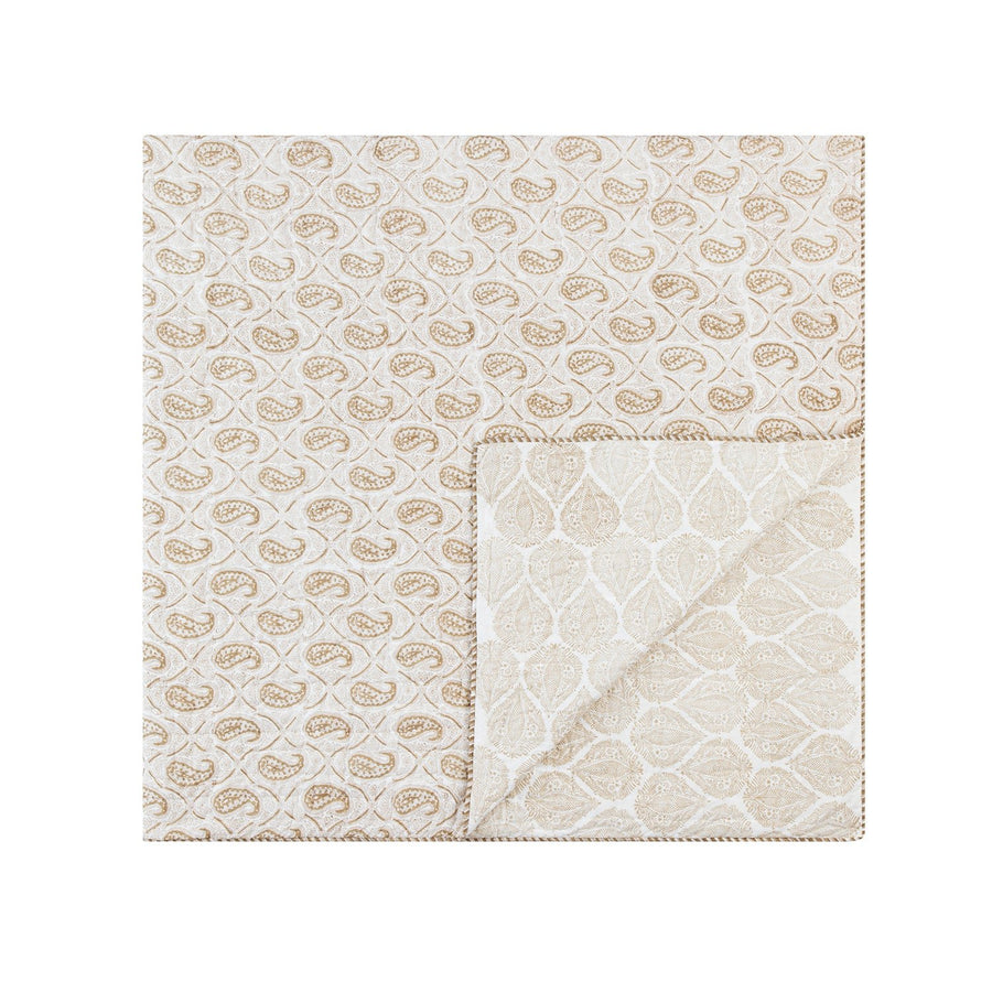 Juliette Camel Paisley Reversible Quilted Cotton Bedspread