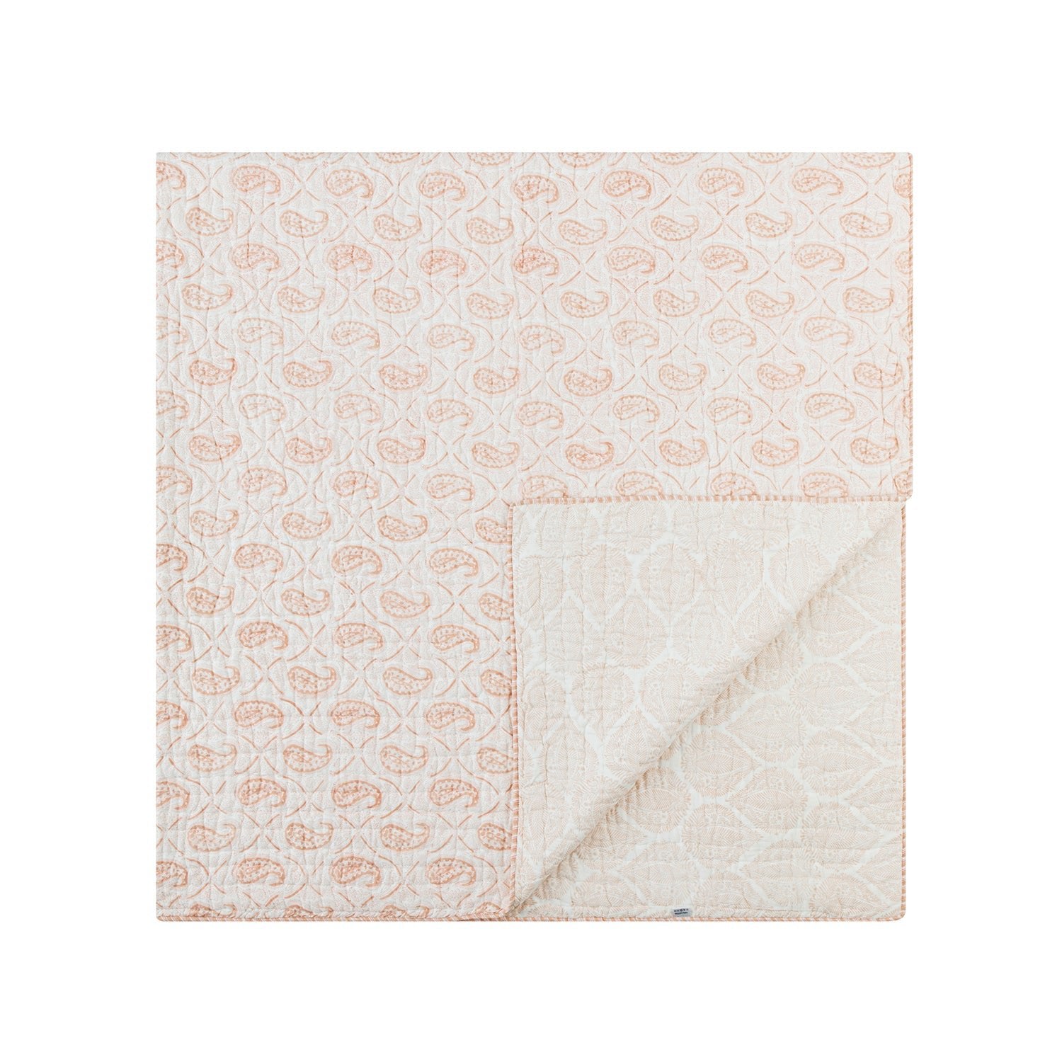 Juliette Peachy Pink Paisley Reversible Quilted Cotton Bedspread