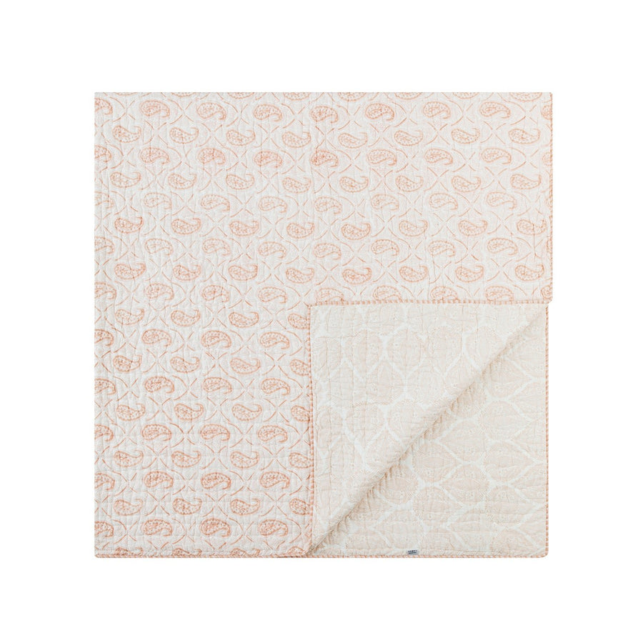 Juliette Peachy Pink Paisley Reversible Quilted Cotton Bedspread