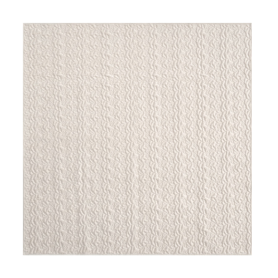 Maison Cream Floral Quilted Cotton Velvet Bedspread