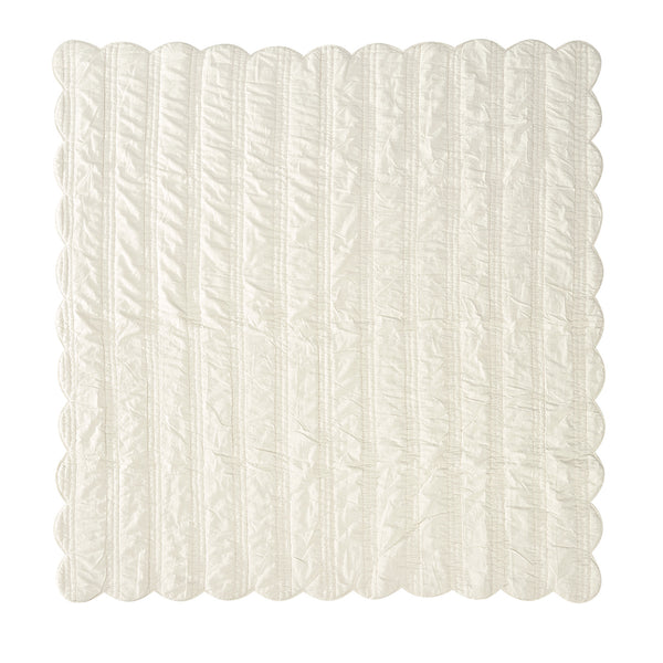 Matilda Cream Scallop Quilted Linen Blend Bedspread