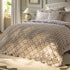 Matilda Beige Gingham Scallop Quilted Linen Blend Bedspread - daals