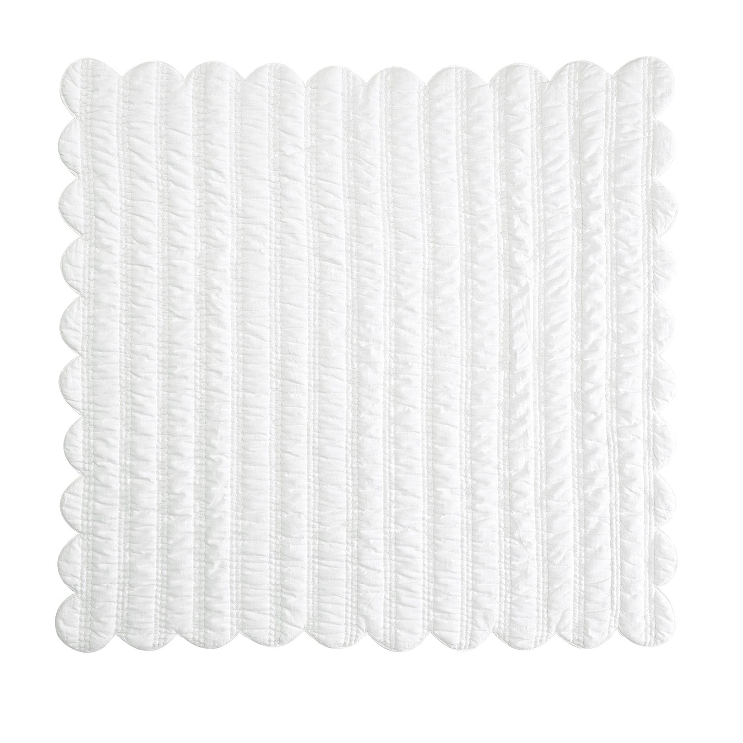 Matilda White Scallop Quilted Linen Blend Bedspread