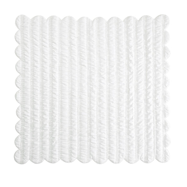 Matilda White Scallop Quilted Linen Blend Bedspread