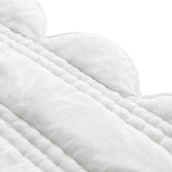 Matilda White Scallop Quilted Linen Blend Bedspread