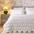 Matilda White Scallop Quilted Linen Blend Bedspread - daals