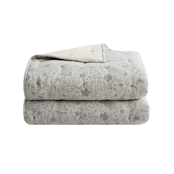 Penelope Grey Ditsy Floral Jacquard Quilted Cotton Bedspread