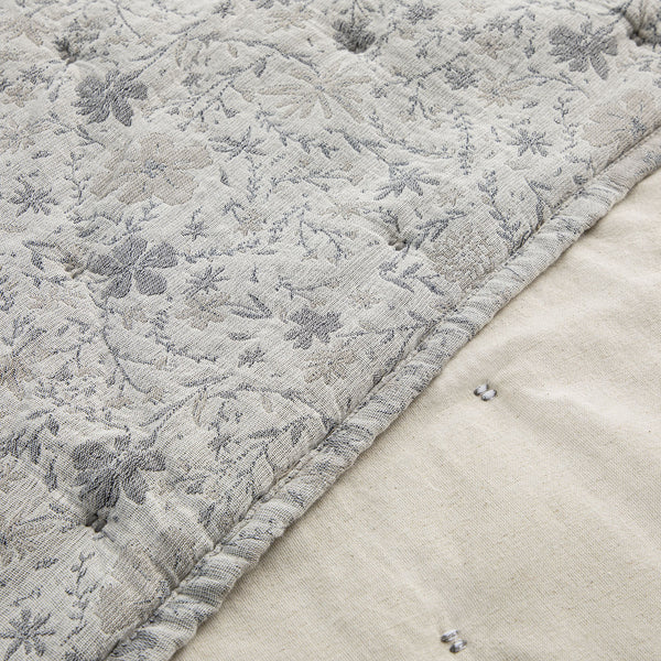 Penelope Grey Ditsy Floral Jacquard Quilted Cotton Bedspread
