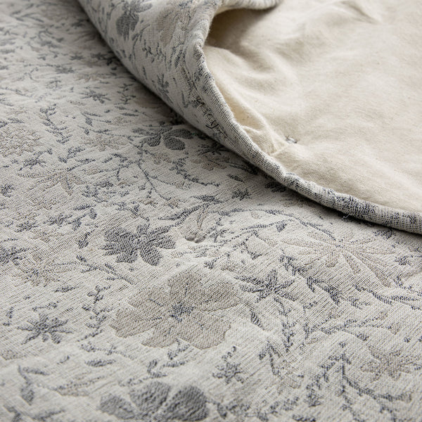Penelope Grey Ditsy Floral Jacquard Quilted Cotton Bedspread