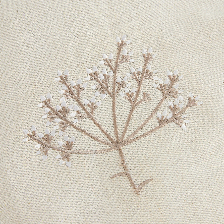 Meadow Cream Sprig Embroidered Quilted Linen Blend Bedspread