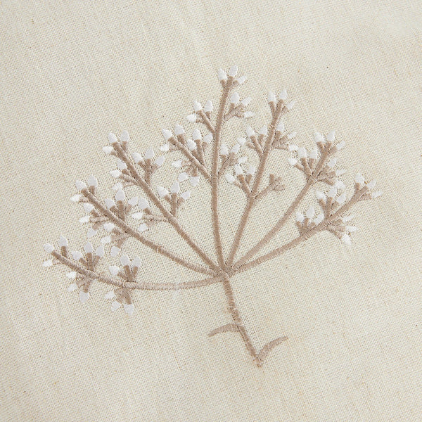 Meadow Cream Sprig Embroidered Quilted Linen Blend Bedspread