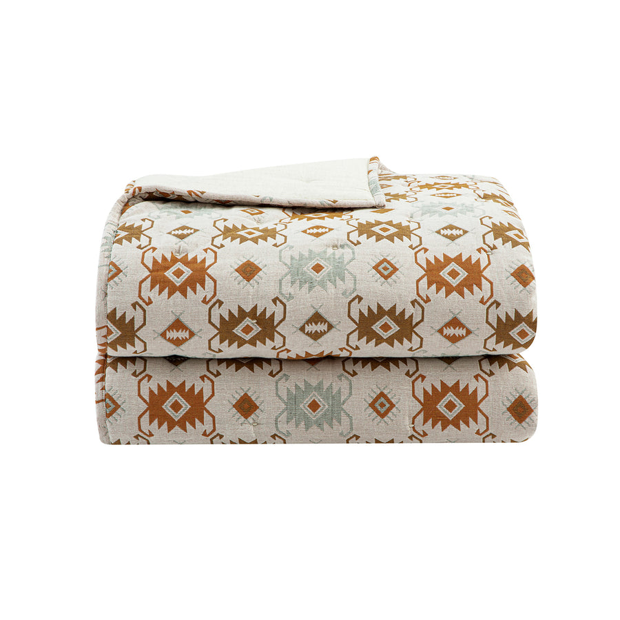 Zaniyah Aztec Jacquard Hand Quilted Cotton Bedspread - daals