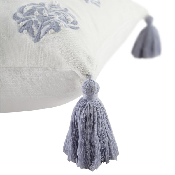 Indigo Collection Ava French Knot White cushion - daals