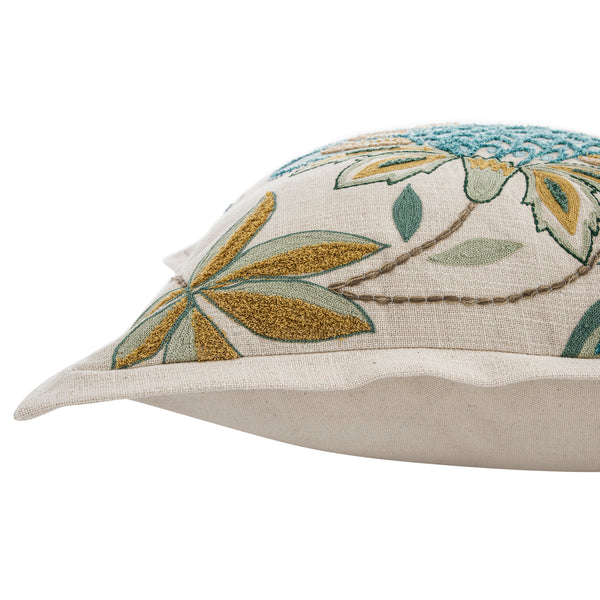 Flora & Fauna Hand Embroidered Azure Wonder Cushion