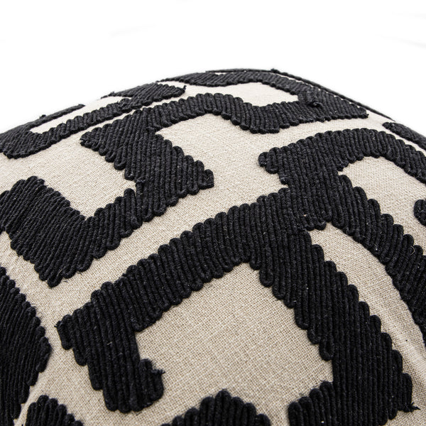 Baja Abstract Monochrome Black Fringe Cushion