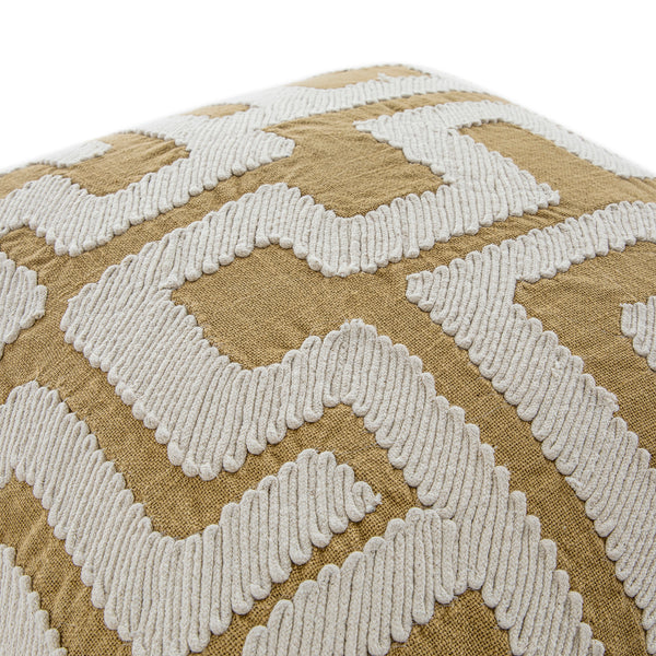 Baja Abstract Tan Fringe Cushion
