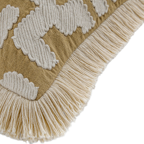 Baja Abstract Tan Fringe Cushion
