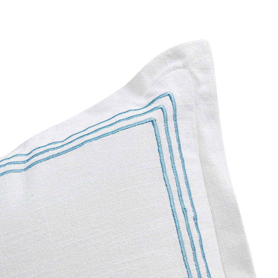 Belvedere Royal Blue Cord Embroidered Cotton Cushion