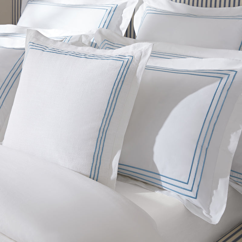 Belvedere Royal Blue Cord Embroidered Cotton Cushion - daals