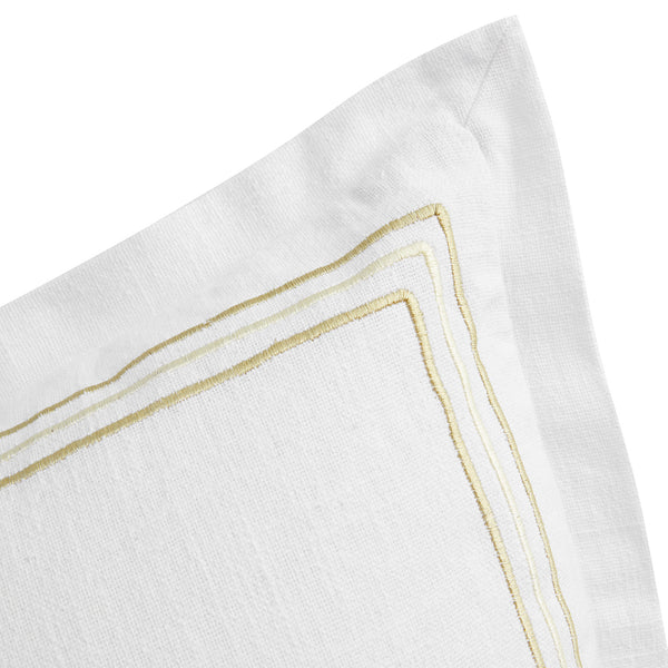 Belvedere Champagne Gold Cord Embroidered Cotton Cushion