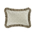 Block & Bloom Chameli Taupe Cotton & Velvet Ruffle Rectangular Cushion