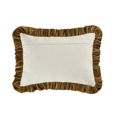 Block & Bloom Chandni Dark Ochre Cotton & Velvet Ruffle Rectangular Cushion
