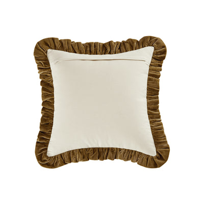 Block & Bloom Chandni Dark Ochre Cotton & Velvet Ruffle Cushion