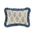 Block & Bloom Neelkamal Blue Cotton & Velvet Ruffle Rectangular Cushion - daals