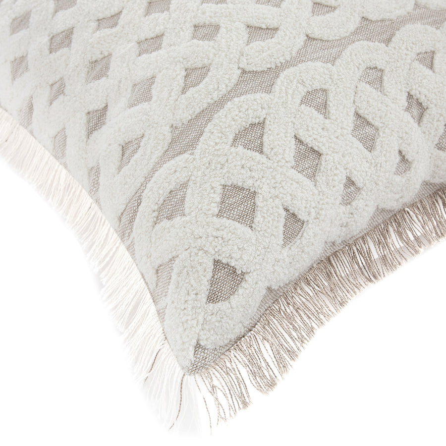 Bloomsbury Lattice Grey Crewelwork Wool Embroidered Cushion