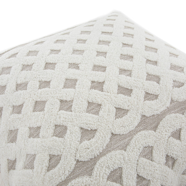 Bloomsbury Lattice Grey Crewelwork Wool Embroidered Cushion