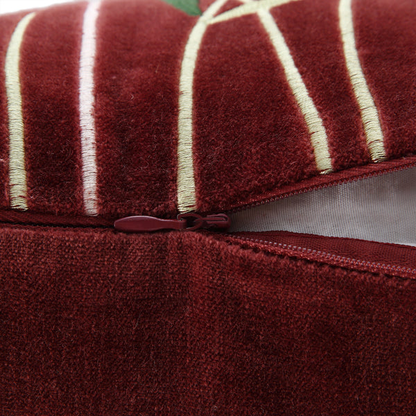 Botanica Collection Mulberry Velvet Hand Embroidered Cushion