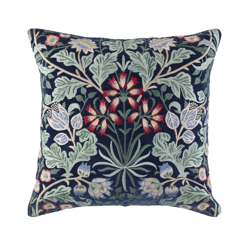 Botanica Collection Midnight Blue Velvet Hand Embroidered Cushion - daals