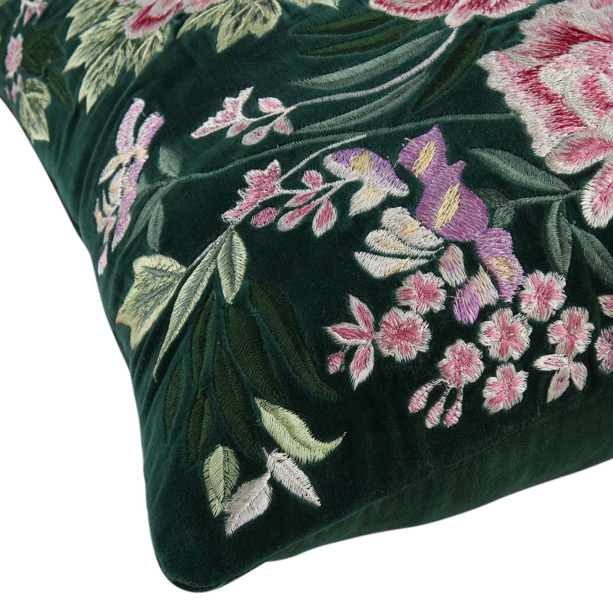 Botanica Collection Emerald Velvet Hand Embroidered Cushion daals