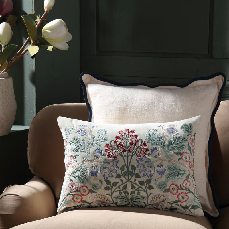 Botanica Collection Pearl Velvet Hand Embroidered Cushion - daals