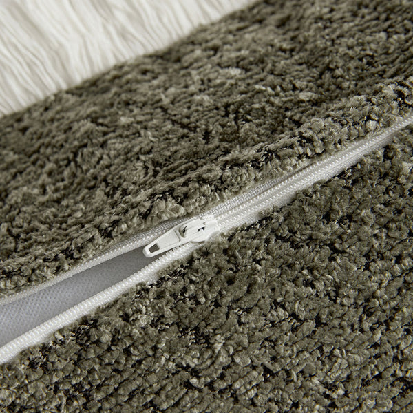 Kyra Forest Green Bouclé Fringed Rectangular Cushion