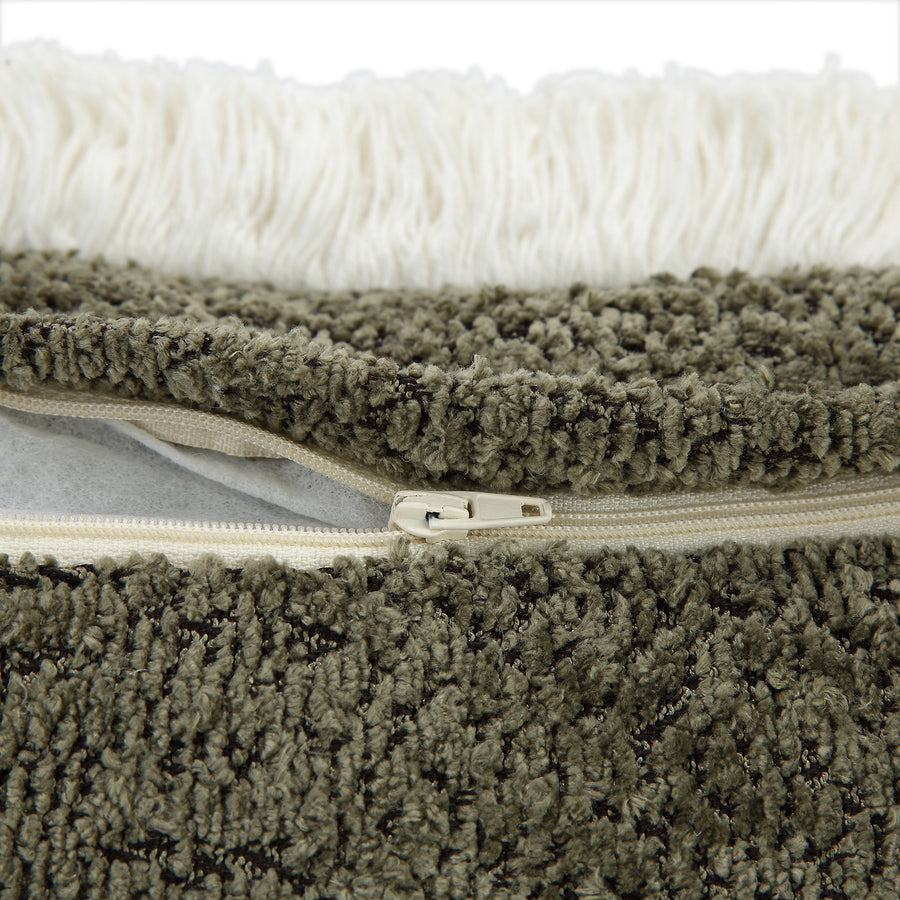 Kyra Forest Green Bouclé Fringed Cushion