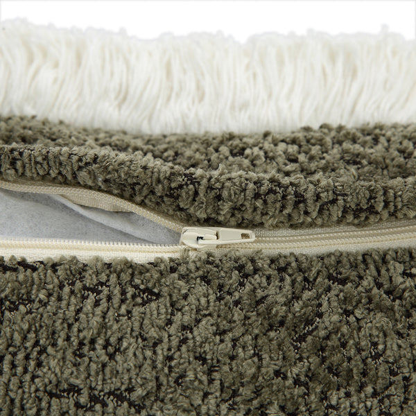 Kyra Forest Green Bouclé Fringed Cushion