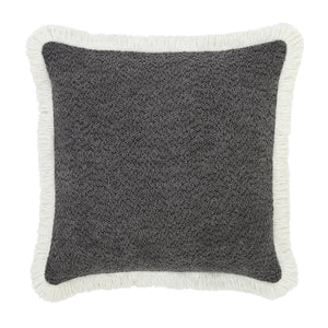 Kyra Graphite Grey Bouclé Fringed Cushion