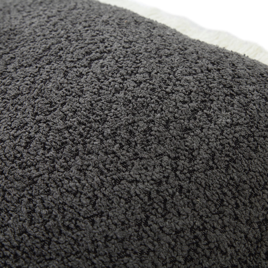 Kyra Graphite Grey Bouclé Fringed Cushion